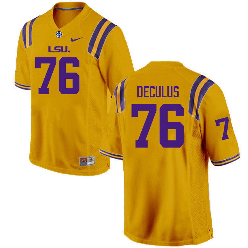 LSU Tigers #76 Austin Deculus College Football Jerseys Stitched Sale-Gold